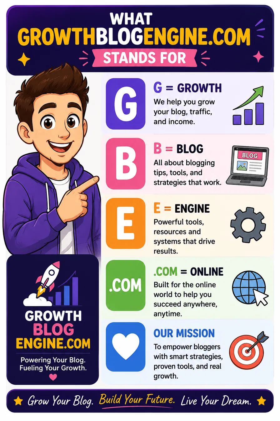 What GrowthBlogEngine stands for — Growth, Blog, Engine, Online